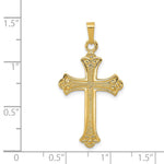 Load image into Gallery viewer, 14K Yellow Gold Textured and Polished Fleur de lis Cross Pendant
