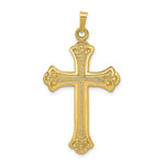 Load image into Gallery viewer, 14K Yellow Gold Textured and Polished Fleur de lis Cross Pendant
