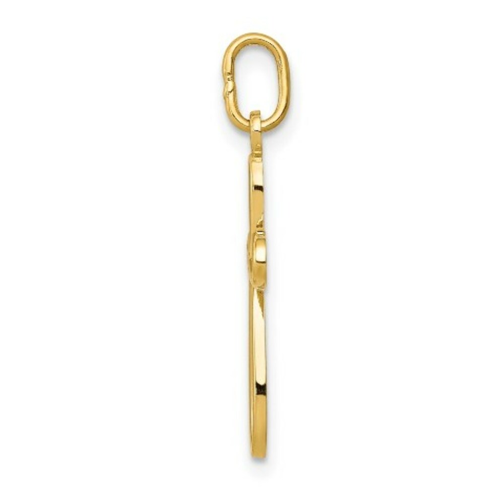 14K Yellow Gold Polished Small Ribbon Cross Pendant