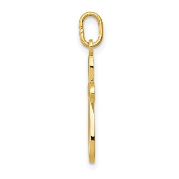 14K Yellow Gold Polished Small Ribbon Cross Pendant