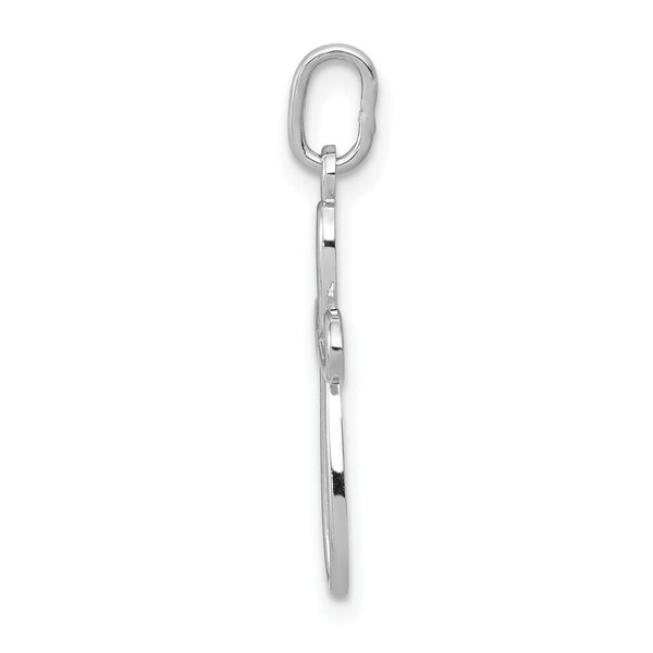 14K White Gold Polished Small Ribbon Cross Pendant