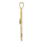 Load image into Gallery viewer, 14K Two-tone Gold Textured and Polished Latin Cross w/ Hearts Pendant
