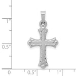 Load image into Gallery viewer, 14K White Gold Textured and Polished Fleur de lis Cross Pendant
