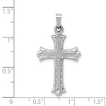 Load image into Gallery viewer, 14K White Gold Textured and Polished Fleur de lis Cross Pendant
