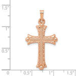 Load image into Gallery viewer, 14K Rose Gold Brushed and Polished Budded Cross Pendant
