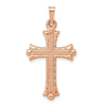 Load image into Gallery viewer, 14K Rose Gold Brushed and Polished Budded Cross Pendant
