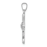 Load image into Gallery viewer, 14K White Gold Diamond Textured &amp; Polished Fleur de lis Cross Pendant

