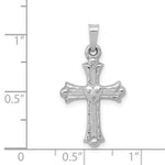 Load image into Gallery viewer, 14K White Gold Diamond Textured &amp; Polished Fleur de lis Cross Pendant
