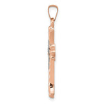 Load image into Gallery viewer, 14K Two-tone Gold Textured, Brushed &amp; Polished Budded Cross Pendant
