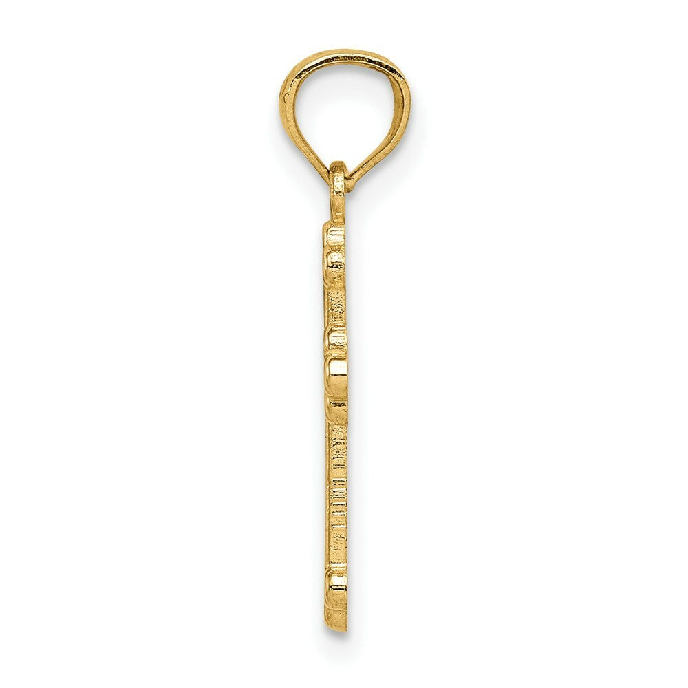 14K Yellow Gold Polished Small Budded Cross