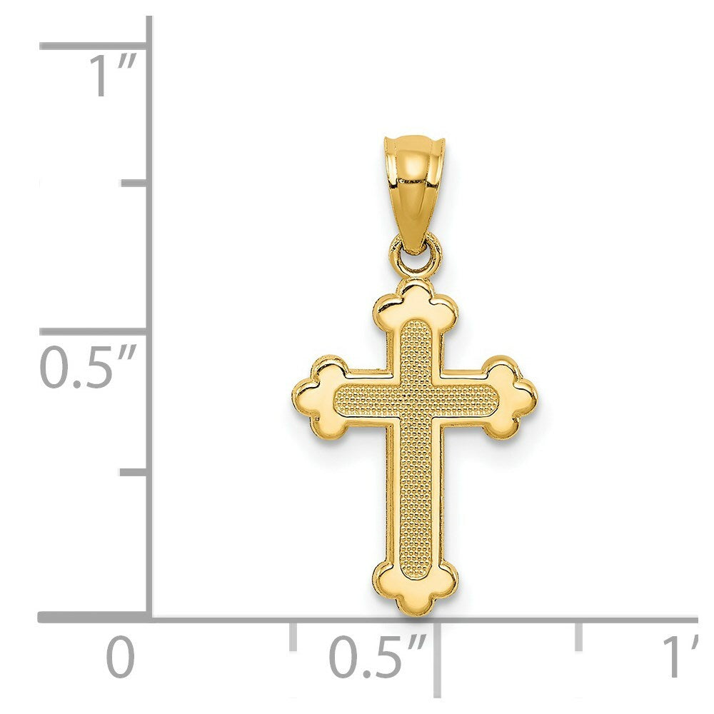14K Yellow Gold Polished Small Budded Cross