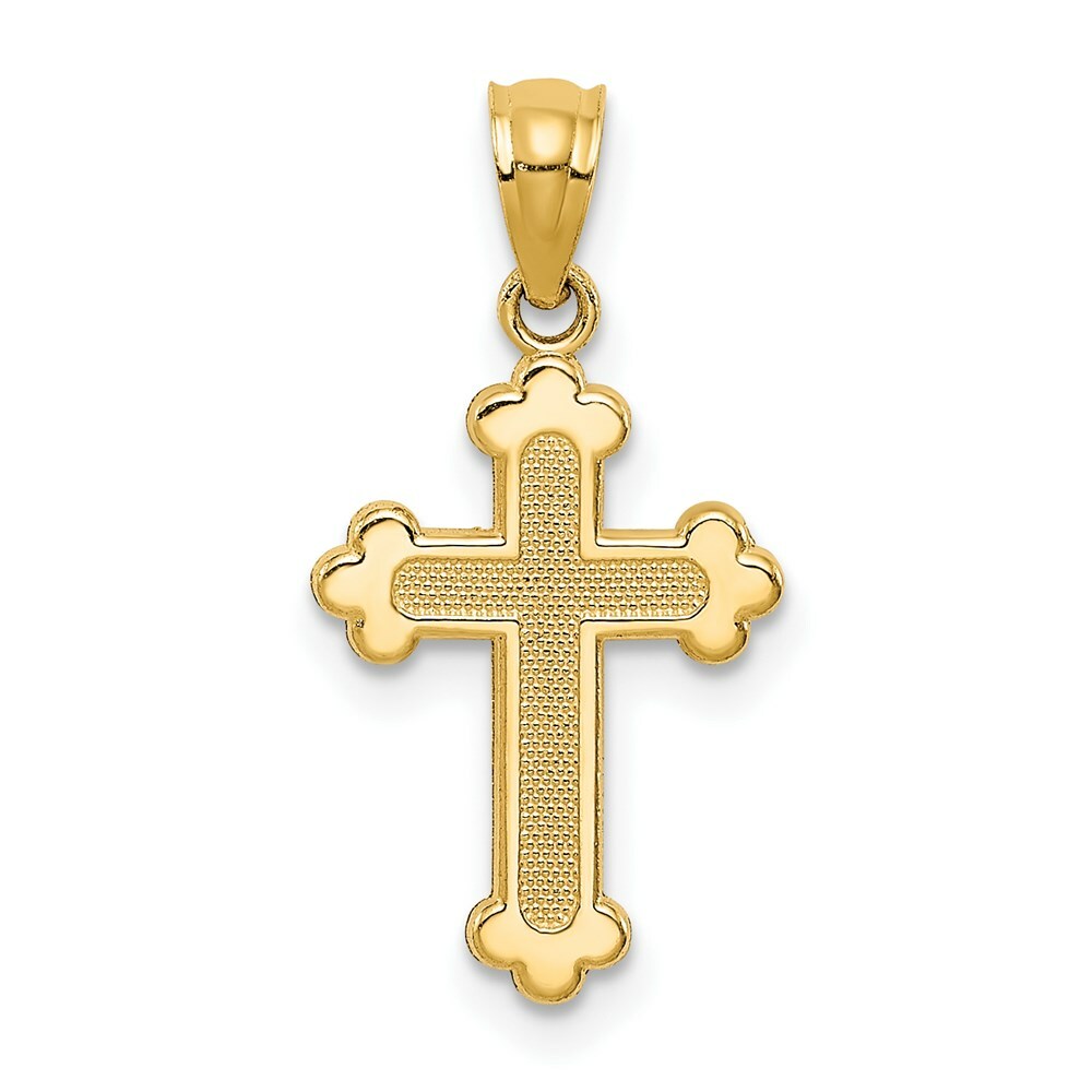 14K Yellow Gold Polished Small Budded Cross