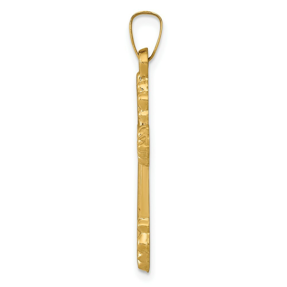 14K Yellow Gold Brushed and Polished Budded Cross Pendant