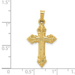 Load image into Gallery viewer, 14K Yellow Gold Brushed and Polished Budded Cross Pendant

