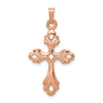 Load image into Gallery viewer, 14K Rose Gold Polished Fleur De Lis Cross Pendant
