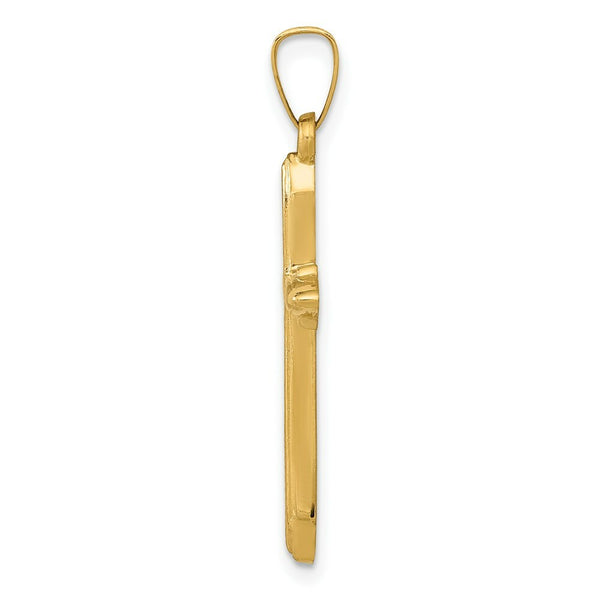 14K Yellow Gold Textured and Polished Passion Cross Pendant