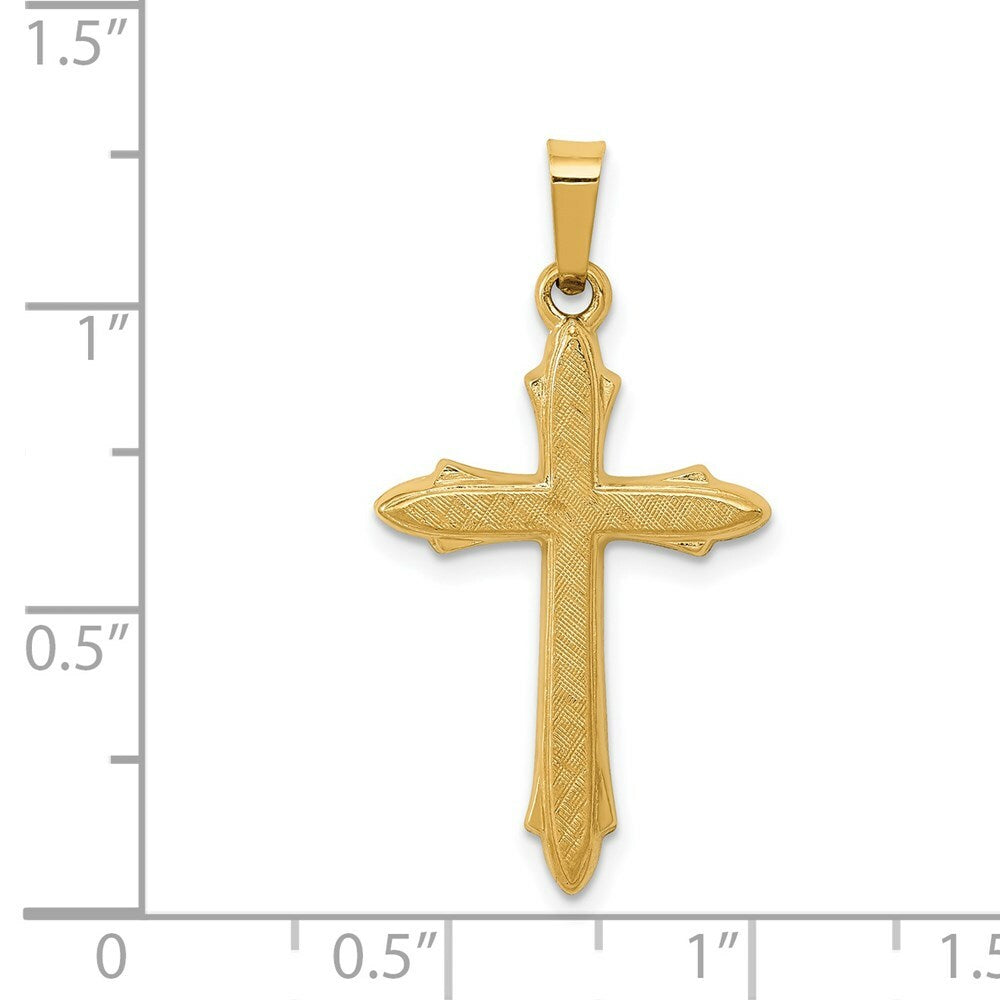 14K Yellow Gold Textured and Polished Passion Cross Pendant