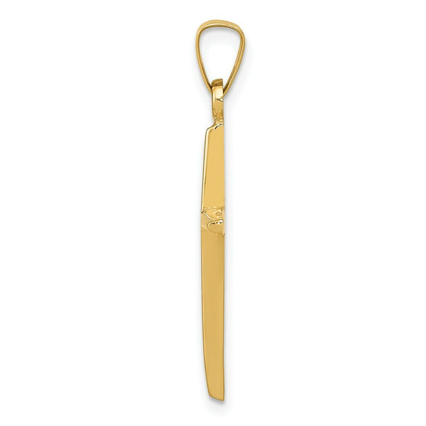 14K Yellow Gold Polished Latin Cross Pendant mm length