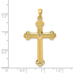 Load image into Gallery viewer, 14K Yellow Gold Budded Cross Pendant 41mm length
