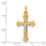 Load image into Gallery viewer, 14K Two-tone Gold Textured and Polished INRI Crucifix Cross Pendant
