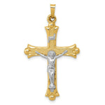 Load image into Gallery viewer, 14K Two-tone Gold Textured and Polished INRI Crucifix Pendant
