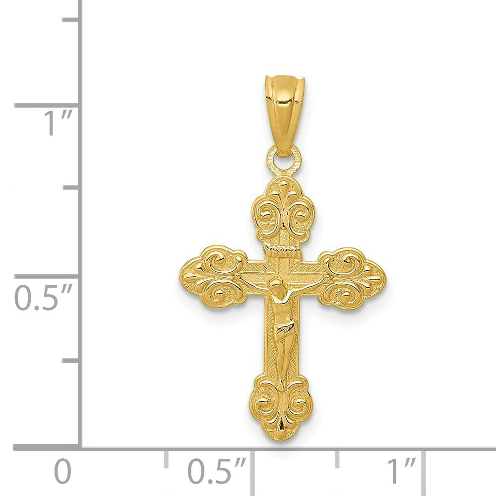 14K Yellow Gold Polished INRI Small Crucifix Pendant