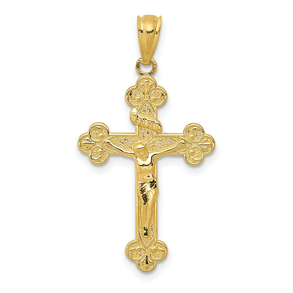 14K Yellow Gold Polished INRI Medium Crucifix Pendant