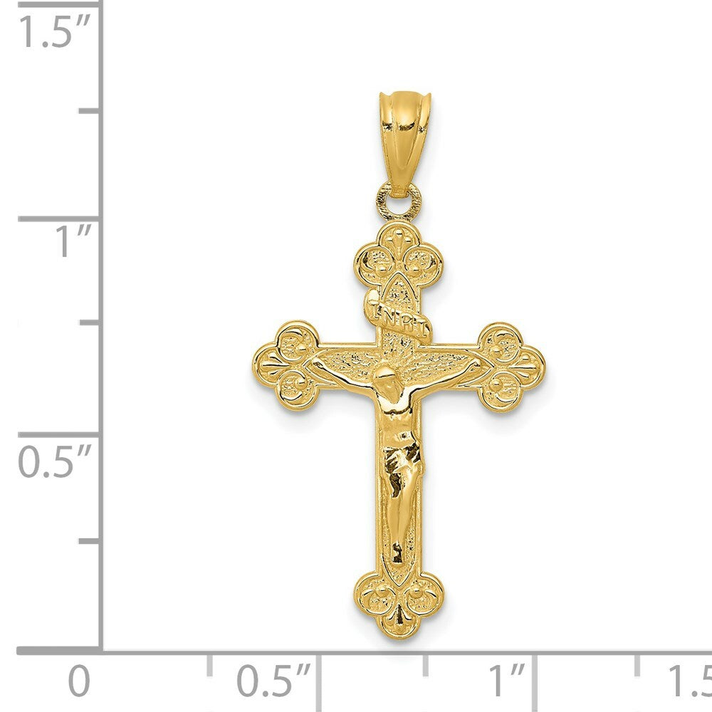 14K Yellow Gold Polished INRI Medium Crucifix Pendant