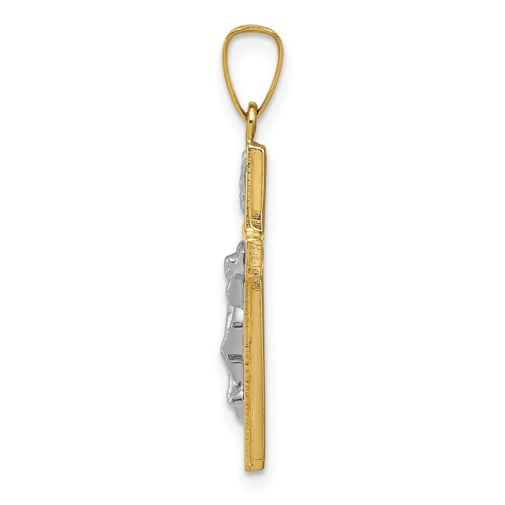 14K Yellow Gold Polished INRI Crucifix Cross Pendant