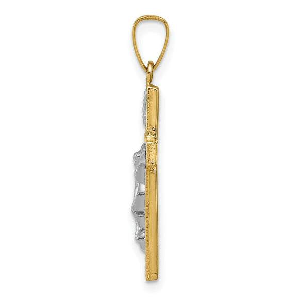 14K Yellow Gold Polished INRI Crucifix Cross Pendant