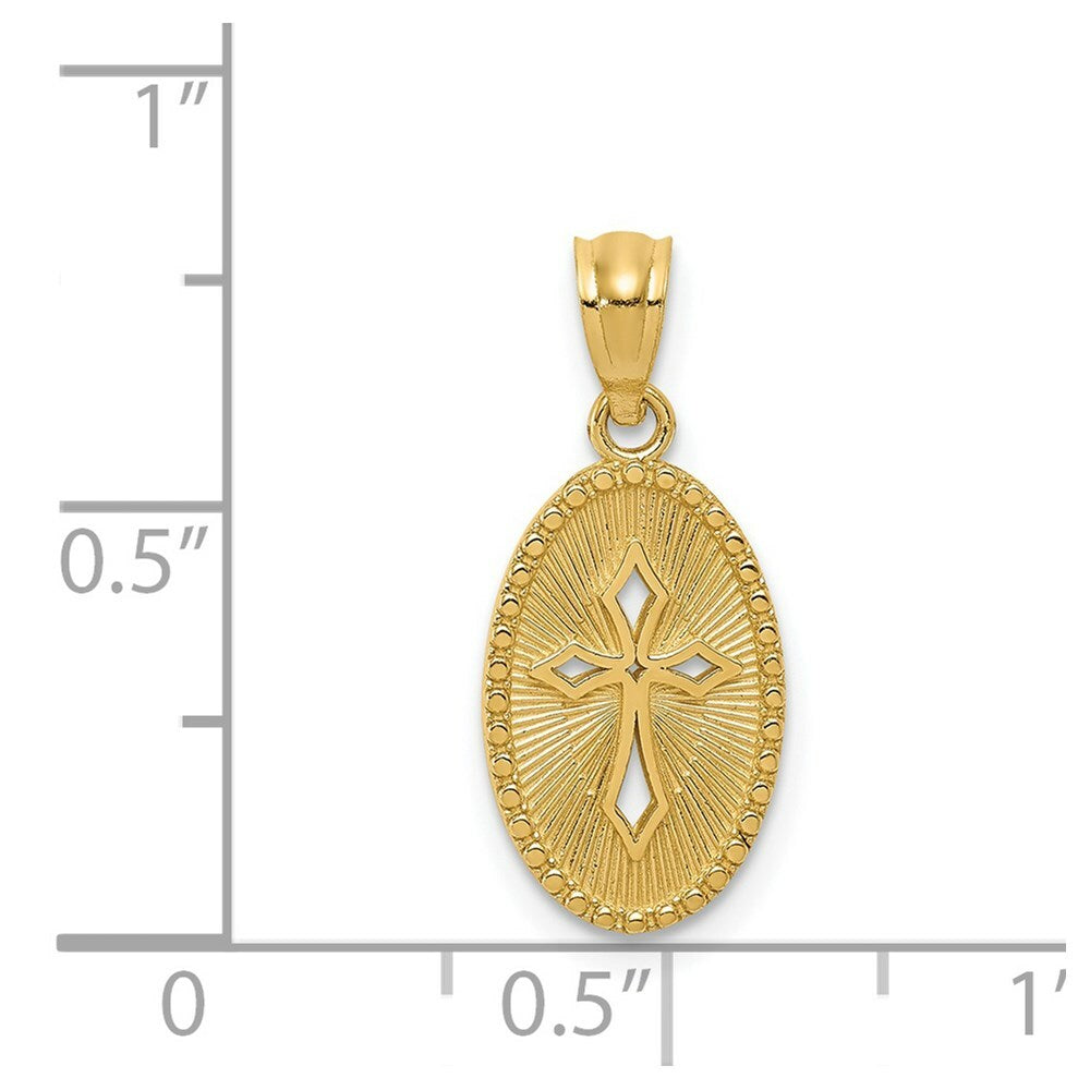 14K Yellow Gold Polished Small Cross Medal Pendant