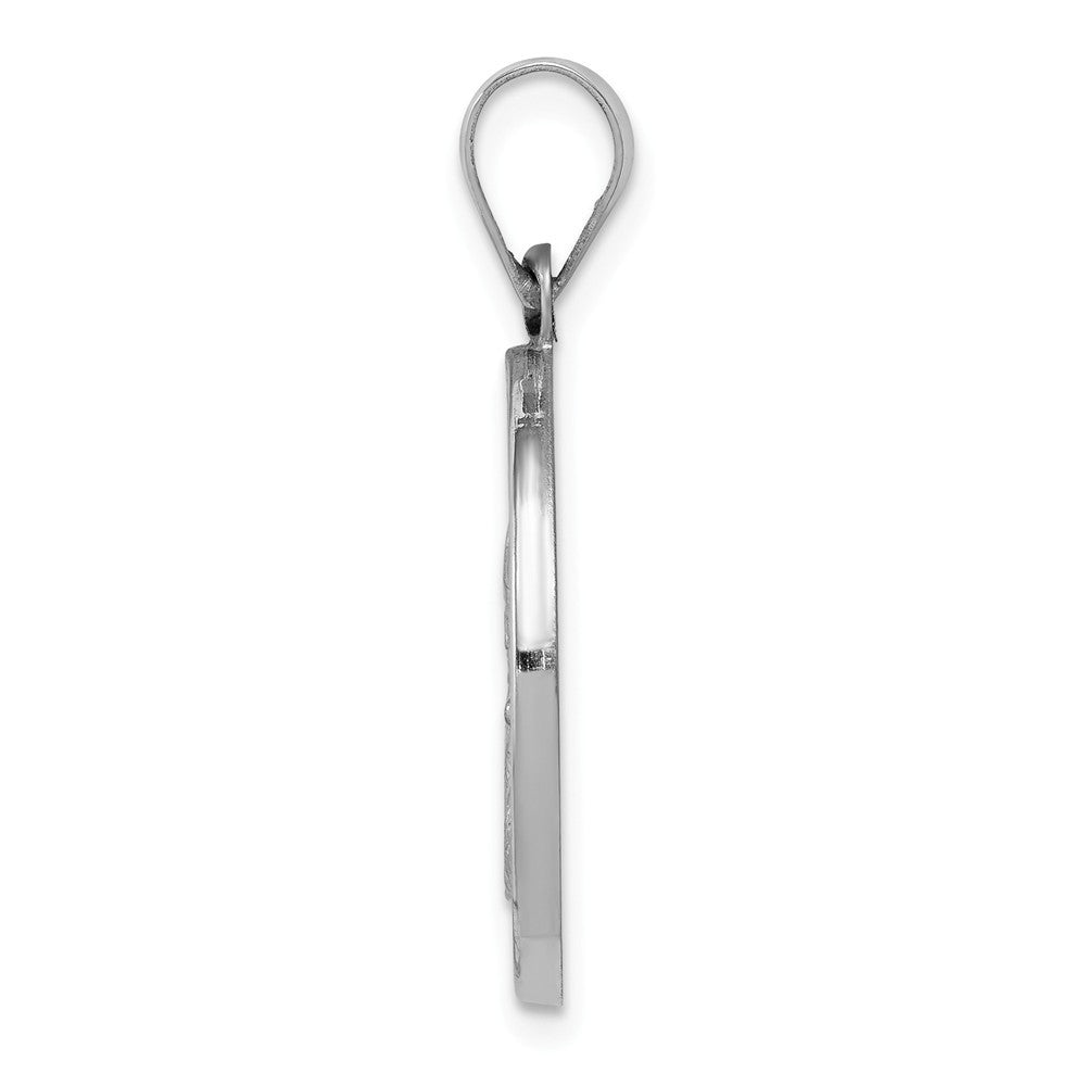 14K White Gold Satin and Polished Hollow Pope Francisco Medal