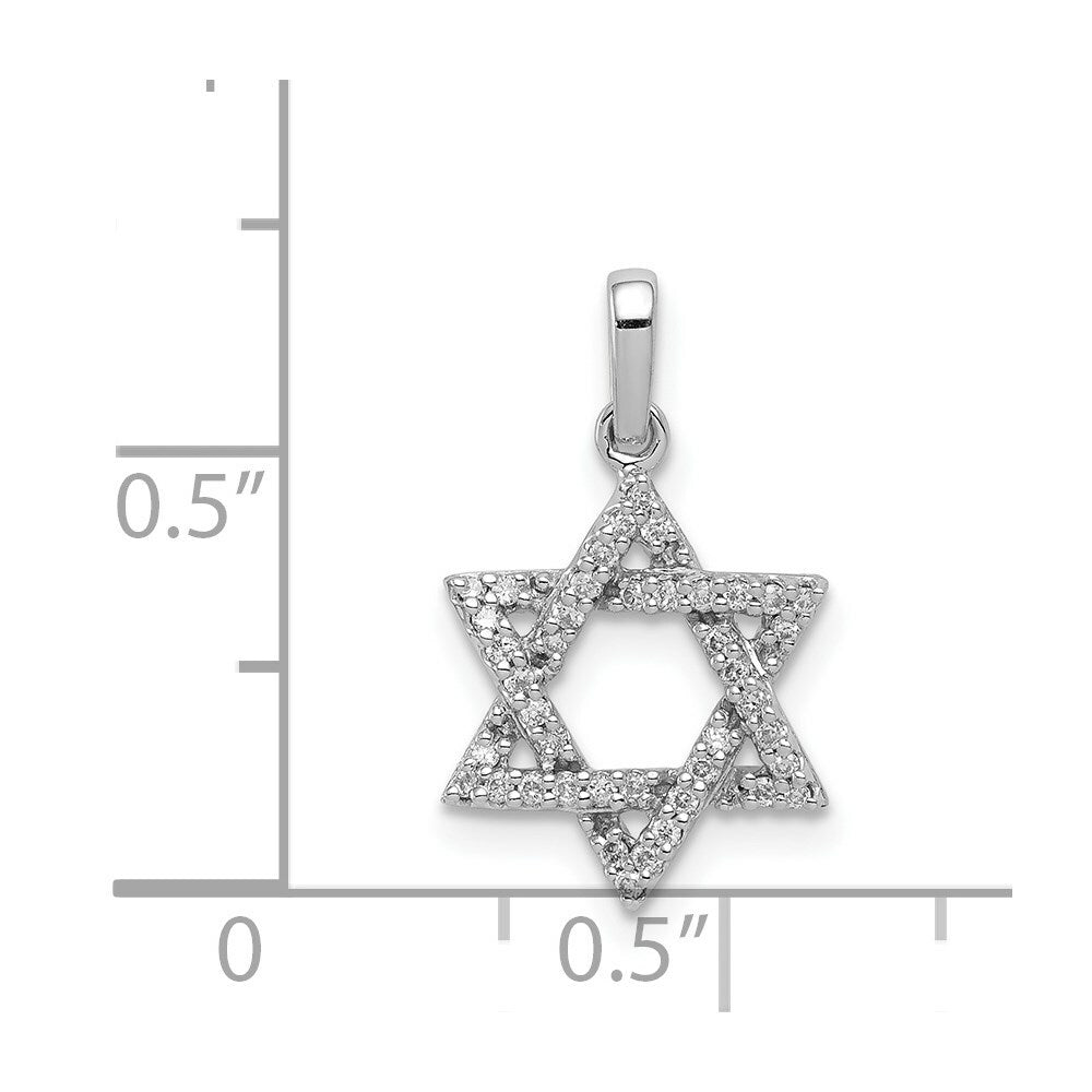 14K White Gold Diamond Star of David Pendant