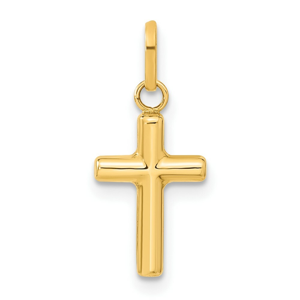 14K Yellow Gold Hollow Cross Pendant 22mm length