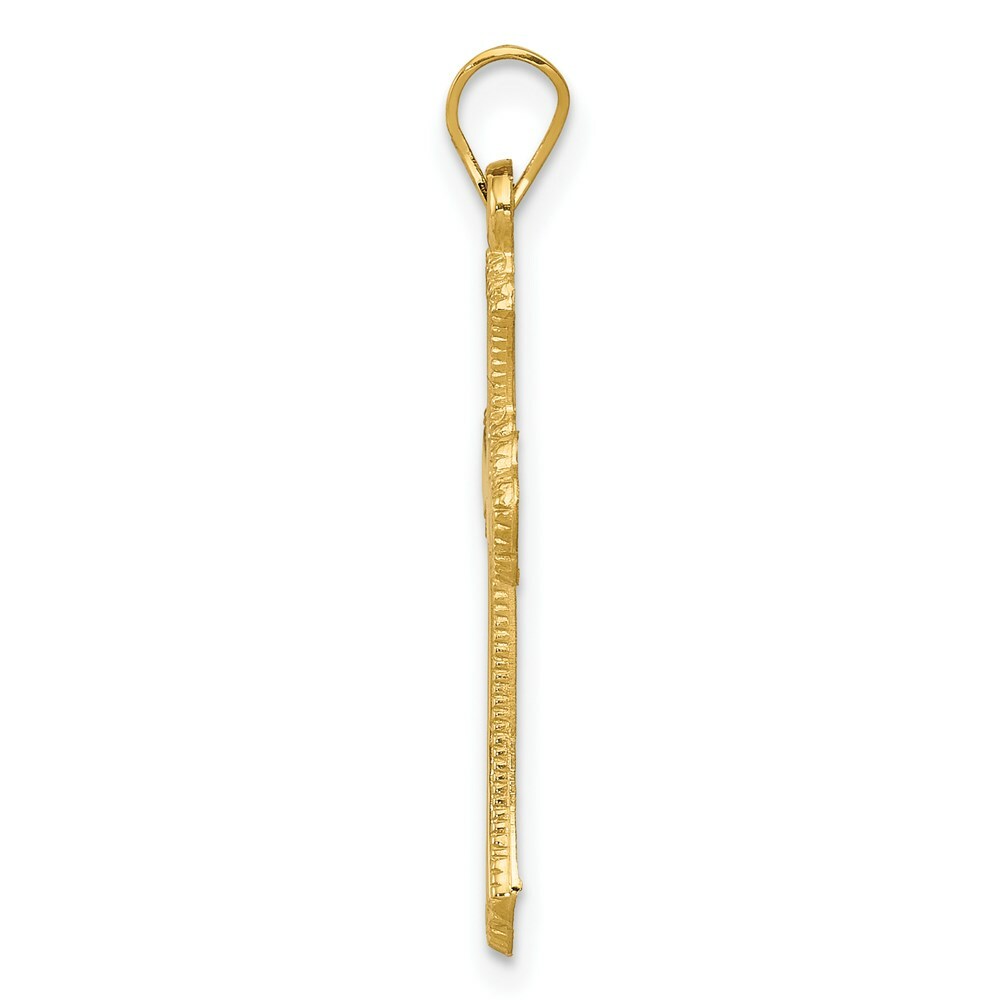 14K Yellow Gold Budded Cross Pendant 28mm length