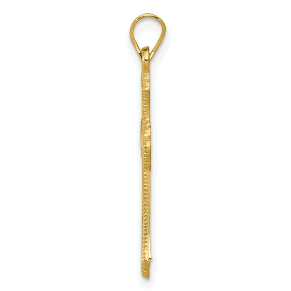 14K Yellow Gold Budded Cross Pendant 28mm length