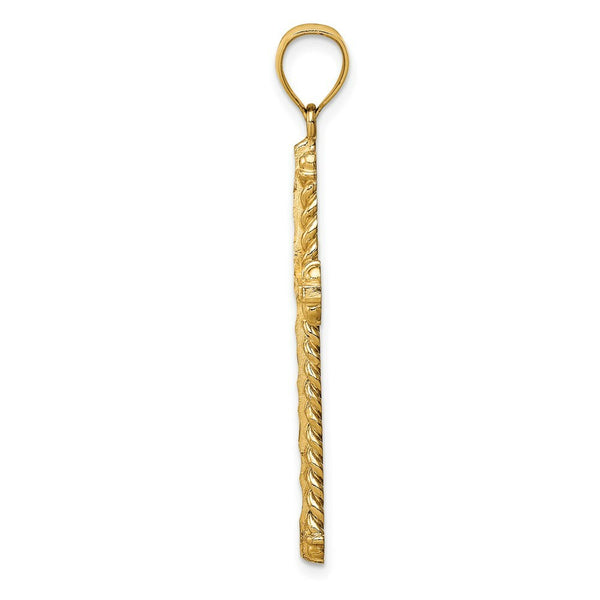 14K Yellow Gold Diamond-cut Cross Pendant
