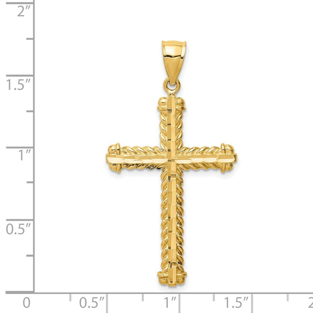 14K Yellow Gold Diamond-cut Cross Pendant