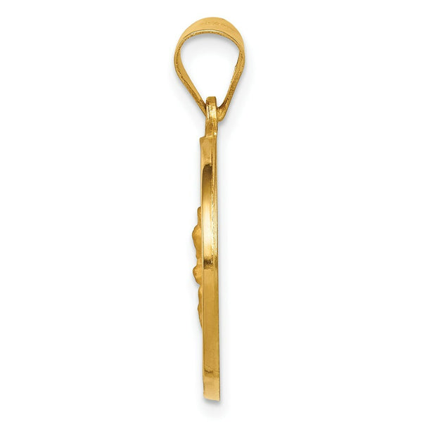 14K Yellow Gold Hollow Polished/Satin Round Spanish Perpetuo Socorro Medal