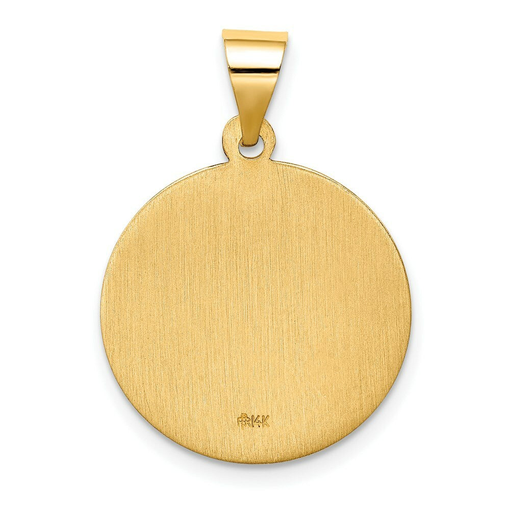 14K Yellow Gold Hollow Polished/Satin Round St. Edmund Medal