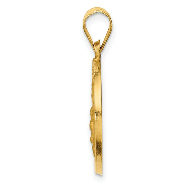14K Yellow Gold Hollow Polished/Satin Round St. Edmund Medal