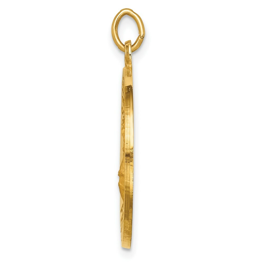 14K Yellow Gold Solid Polished/Satin Round St. Florian Medal
