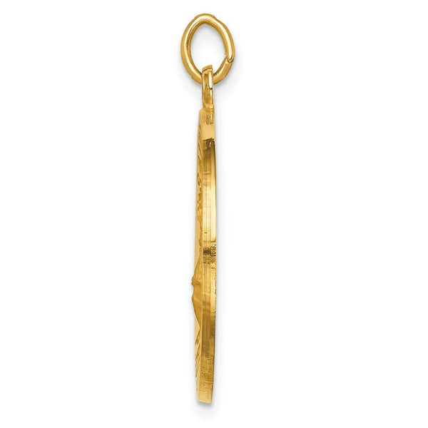 14K Yellow Gold Solid Polished/Satin Round St. Florian Medal