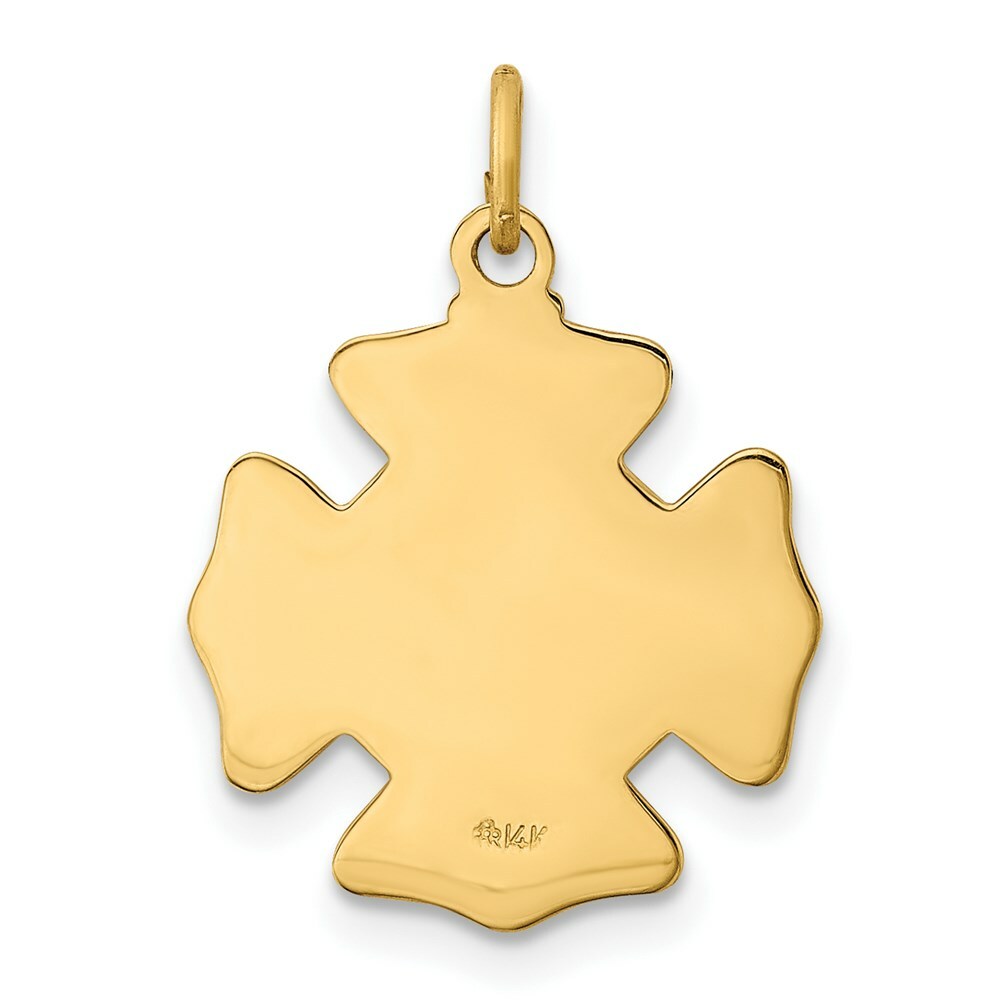 14K Yellow Gold Solid Polished/Satin Small St. Florian Fire Dept. Badge Medal