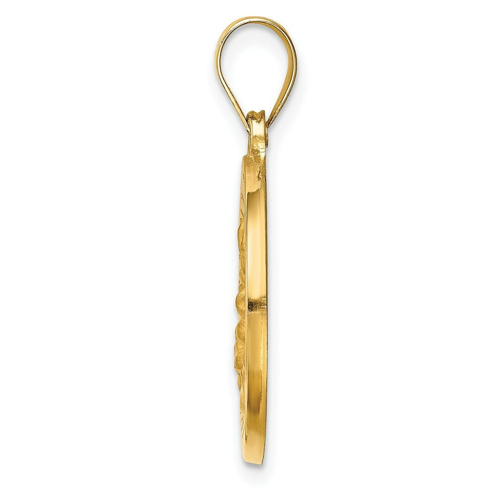 14K Yellow Gold Hollow Polished/Satin Round St. Magdalena Medal