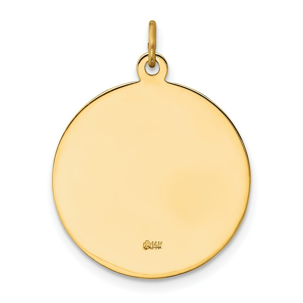 14K Yellow Gold Solid Polished/Satin Medium Round St. Michael Medal