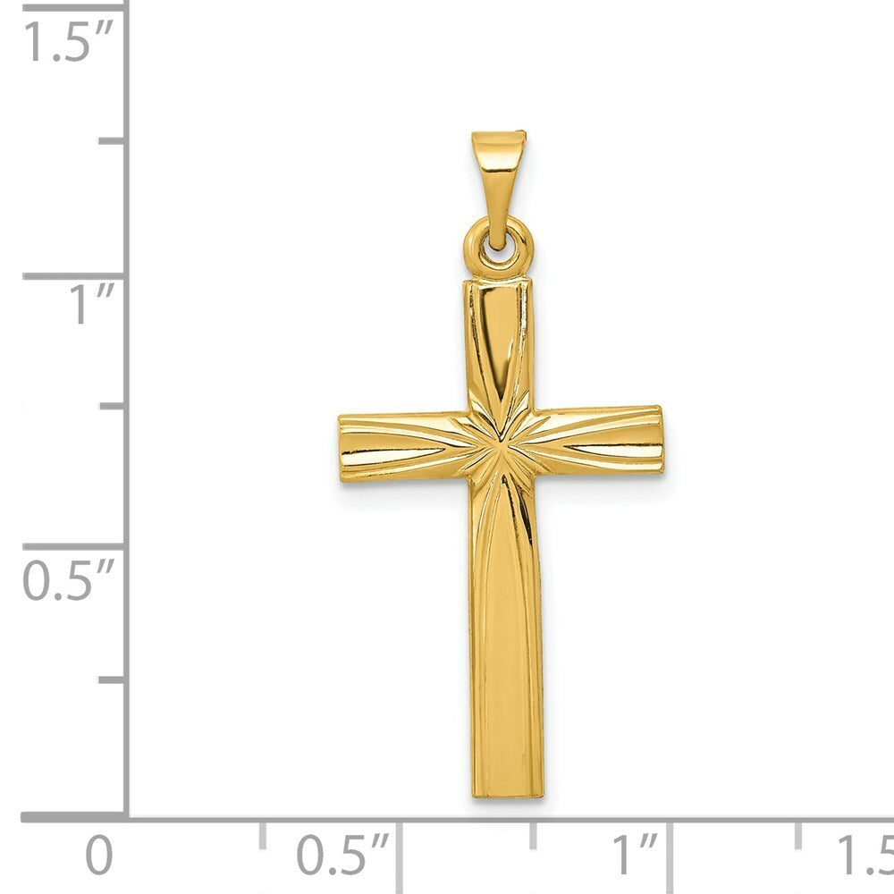 14K Yellow Gold Polished Latin Cross Pendant 30mm length