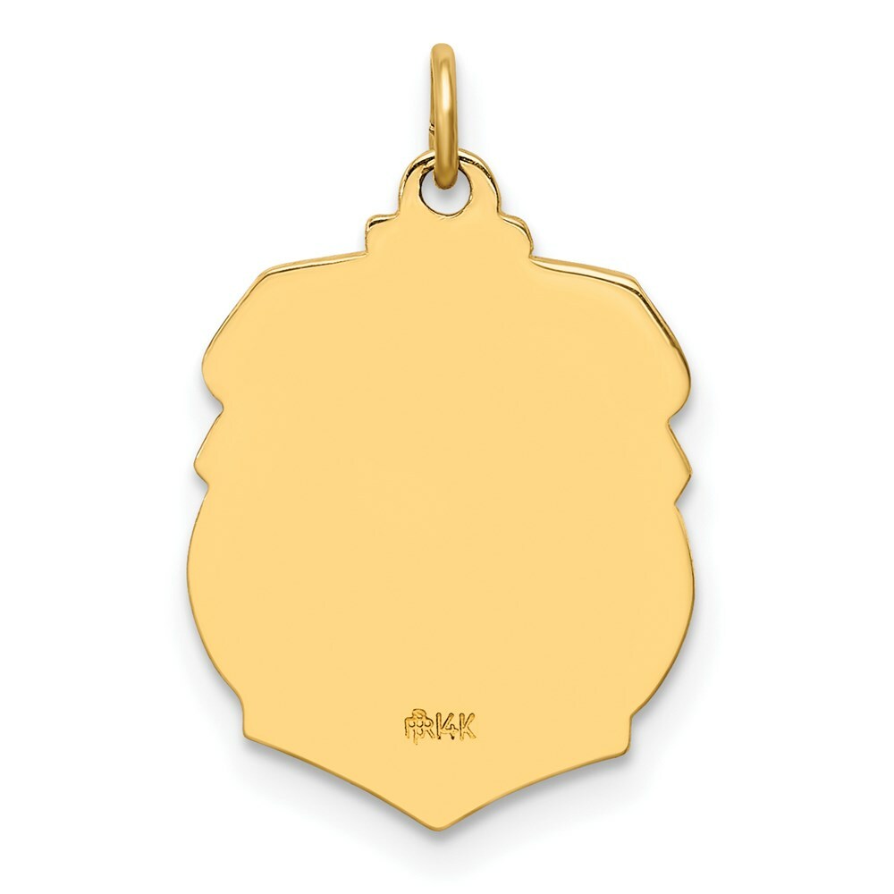 14K Yellow Gold Solid Polished/Satin Small St. Michael Badge Medal
