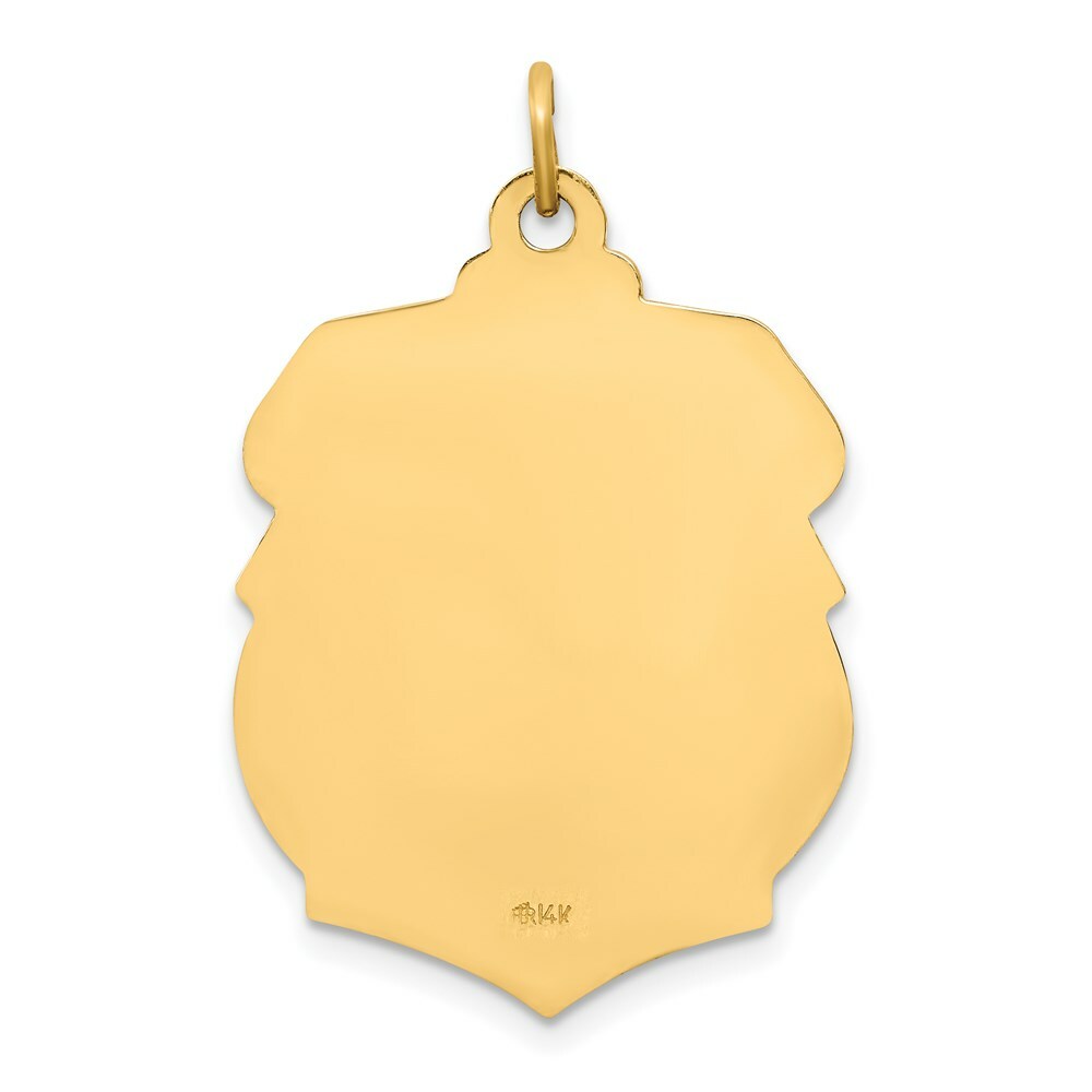 14K Yellow Gold Solid Polished/Satin Large St. Michael Badge Medal