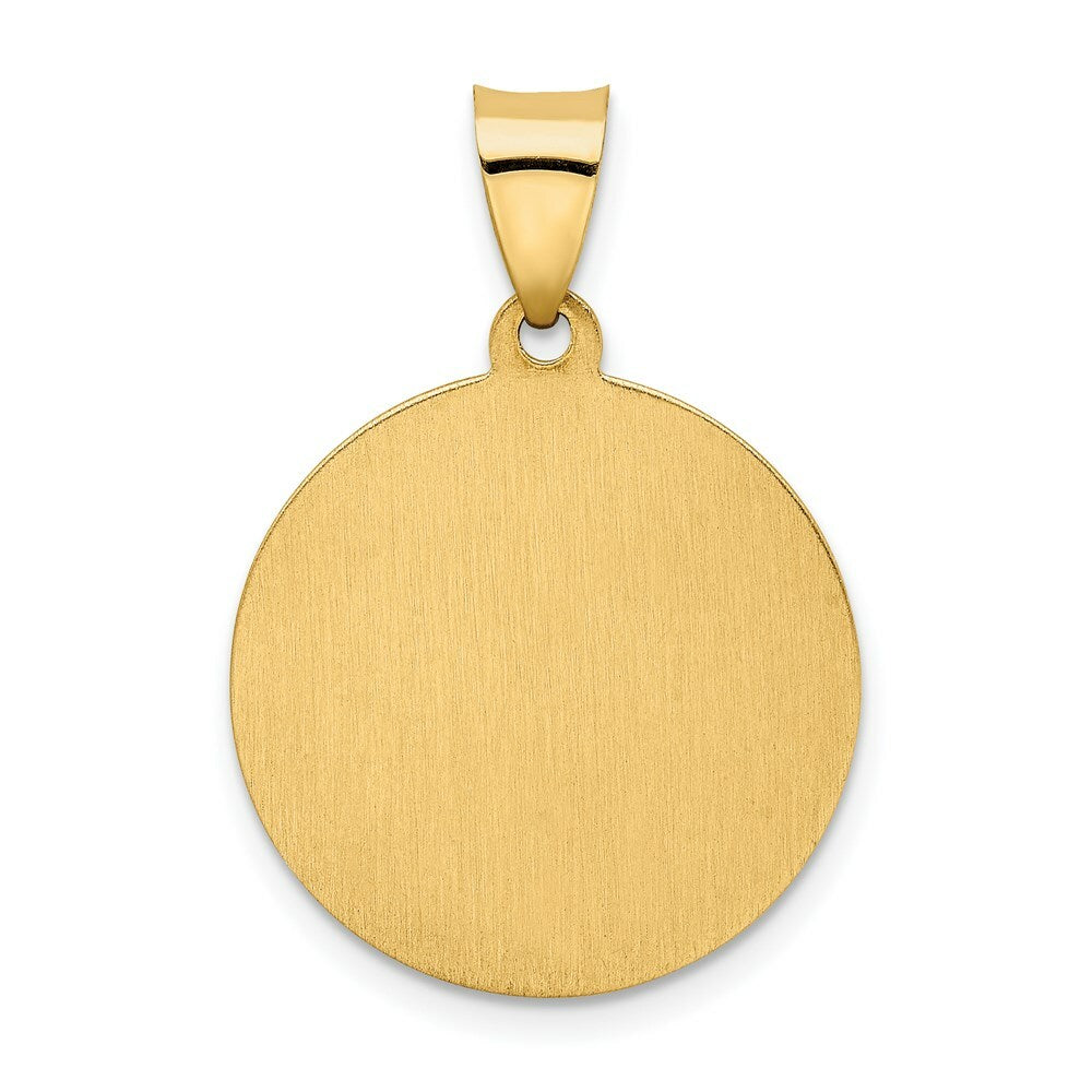 14K Yellow Gold Hollow Polished/Satin Round Spanish San Miguel Medal